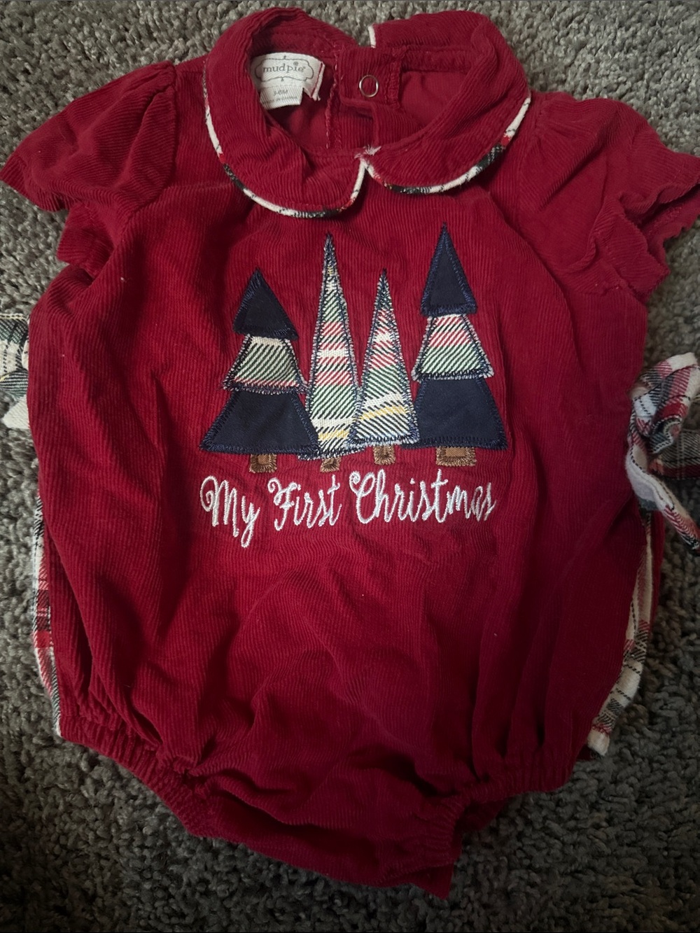 Mud Pie Red "My First Christmas" Baby One-Piece